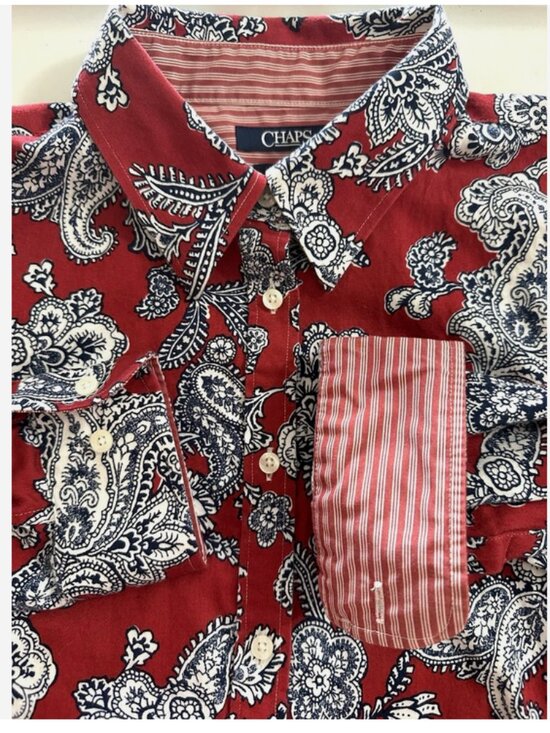 Chaps Tops - CHAPS Red Paisley Button Front Shirt Womens Large Ralph Lauren No Iron